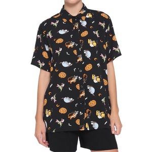 Disney Winnie The Pooh Halloween Girls Woven Button-Up